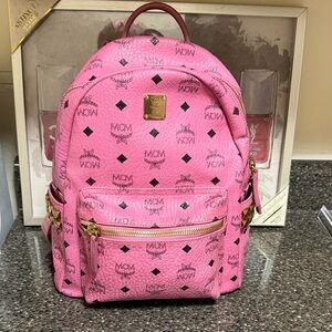 MCM Pink Backpack with side studs EUC